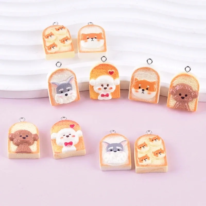 Resin Art Craft - 10 adet sevimli tost köpek reçine