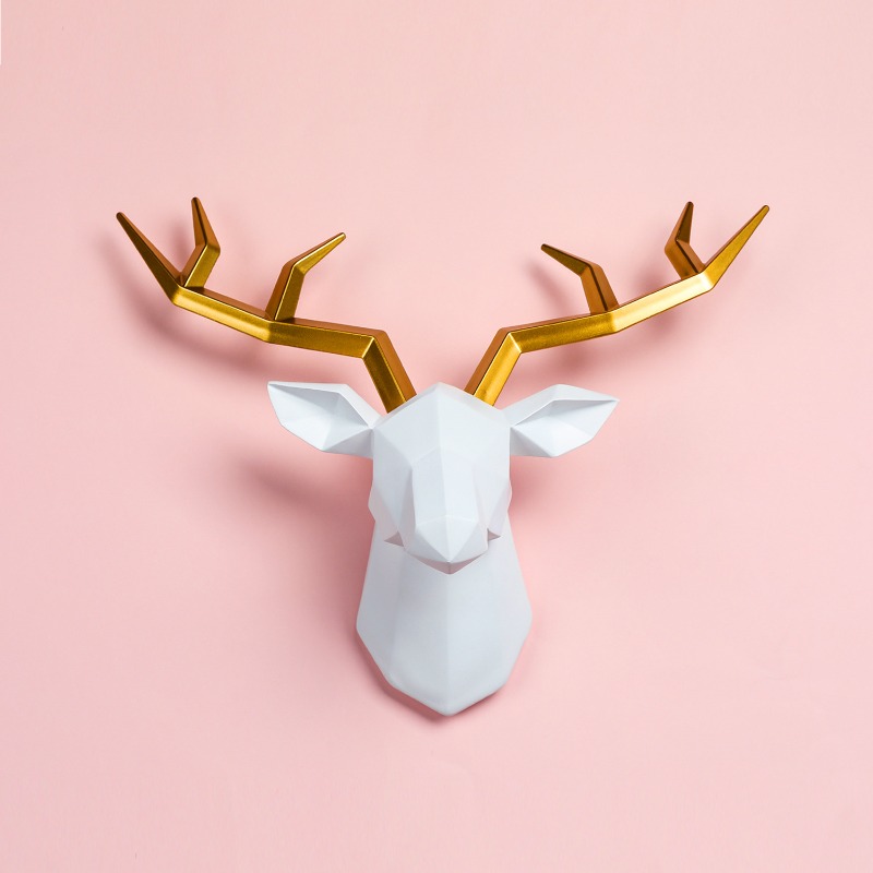 Resin Art Sculptures - 1 adet geyik kafası heykeli hayvan