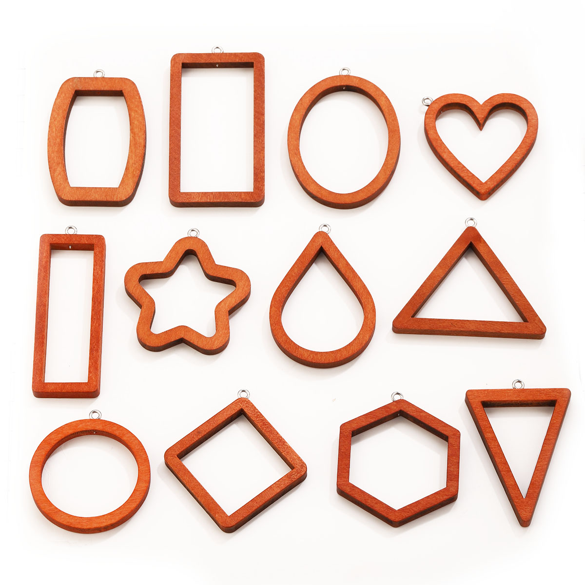 Resin Art Jewelry Kit - 10 adet üçgen dikdörtgen ahşap geometrik