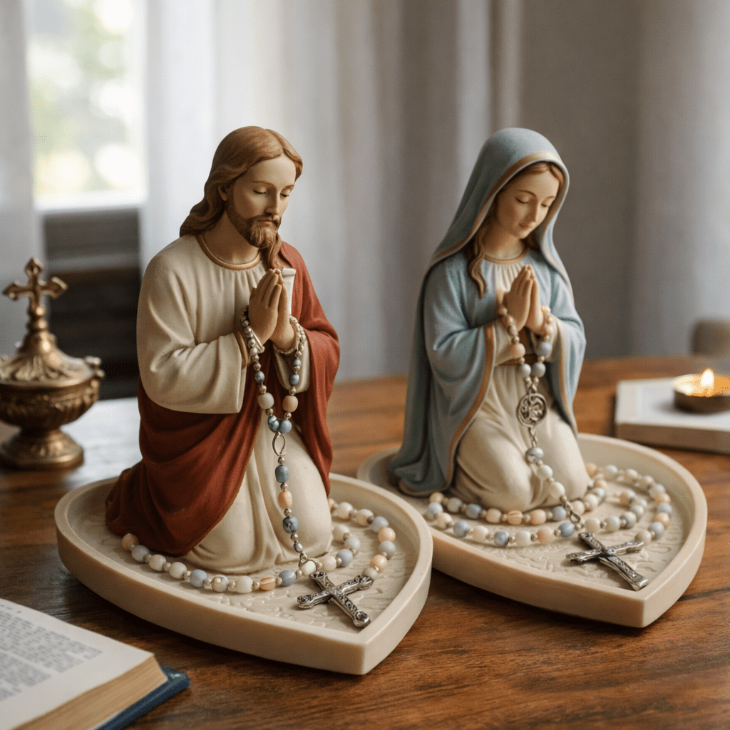 İsa Meryem Ana Dua Eden Heykel - Resin Art Tray incelemesi ve fiyatı